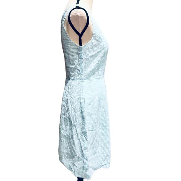 J. Crew Seersucker Blue & White Striped V Neck Dress Size 4 NWT - Picture 5 of 10
